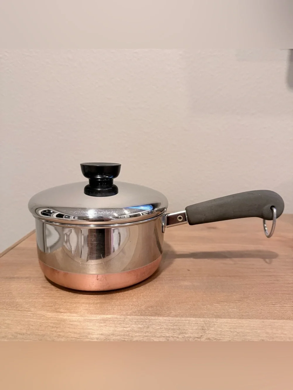 Vintage Revere Ware 1 Qt Copper Bottom Saucepan w/ Lid 1983 Clinton IL USA